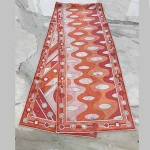 EMILIO PUCCI CORAL SILK OBLONG SCARF